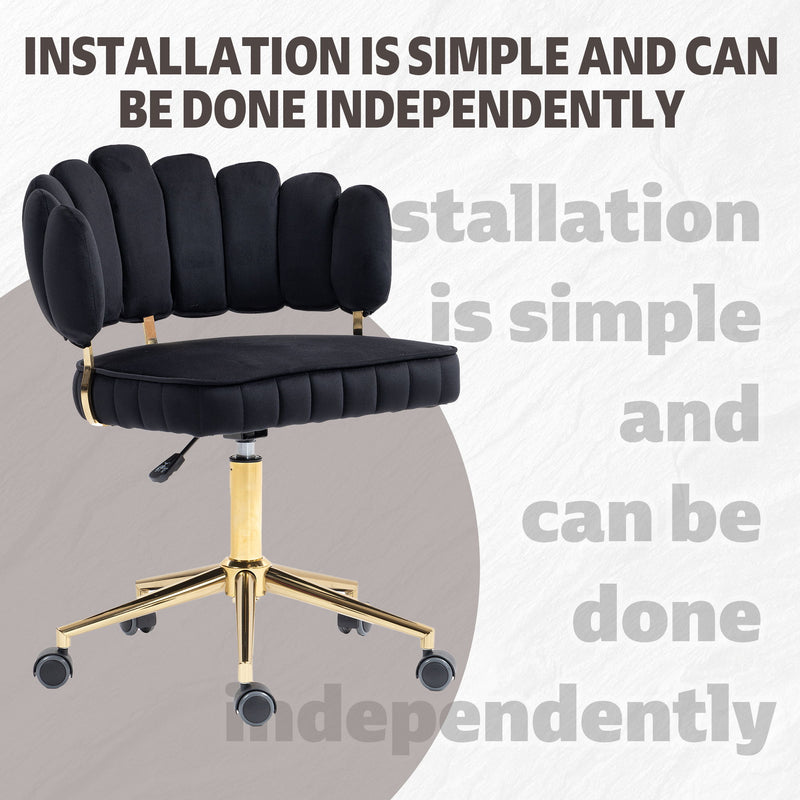 Modern Velvet Home Office Desk Chair With Adjustable Height And Swivel Wheels