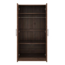 2 Door Wooden Wardrobe Armoire With 3 Storage Shelves - Brown