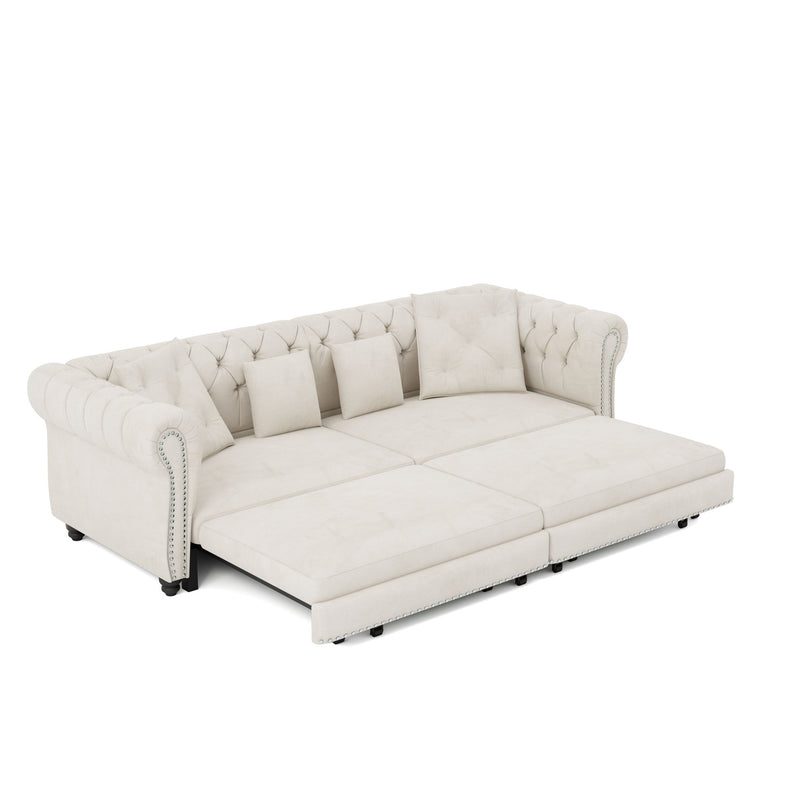 3 In 1 Pull Out Sofa Bed With Movable Ottoman