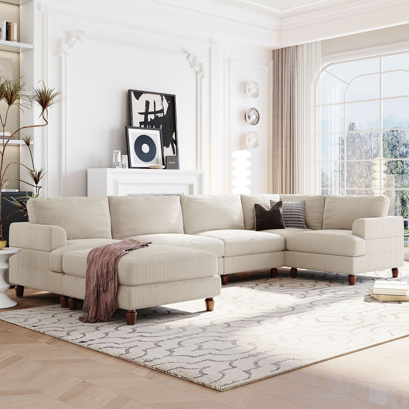 U_Style Modular Sectional Sofa with Ottoman L Shaped Corner Sectional for Living Room, Office, Spacious Space(same sku: WY000336AAA)