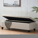 Storage Ottoman With Tufted Top And Pillow Soft Cushioning - Beige