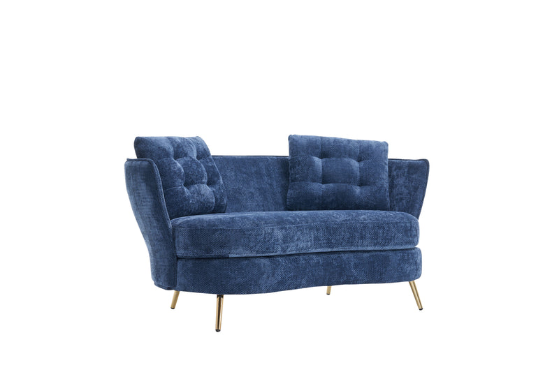 Polyester Fiber Loveseat Sofa Upholstered Couch With Golden Metal Legs Club Two-Seat Sofa For Living Reading Room Bedroom Apartment Small Space Dorm