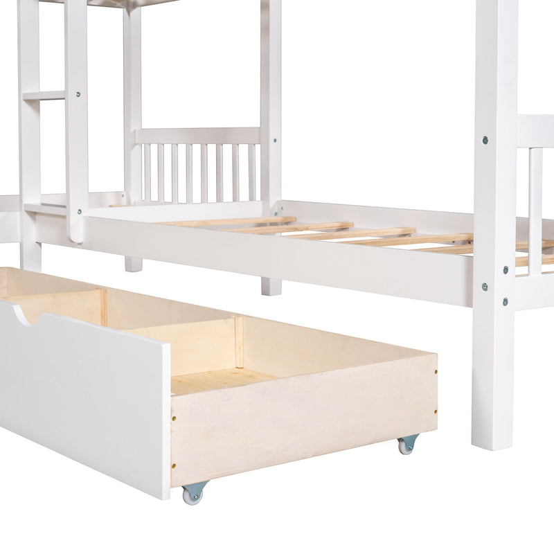 Twin L Shaped Bunk Bed With Drawers