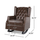 Amedou - Contemporary Tufted Wingback Rocking Chair - Dark Brown