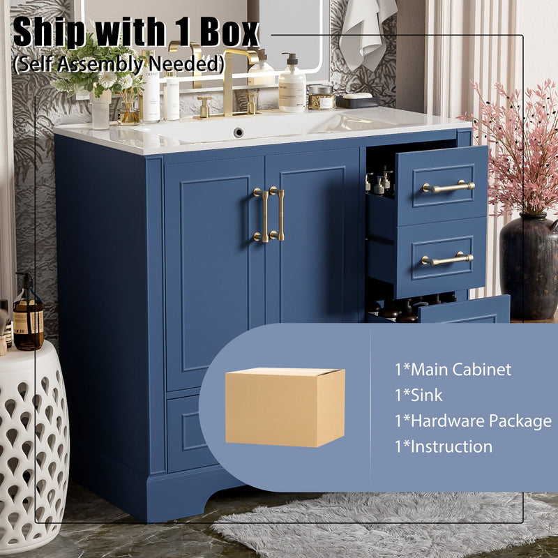 Traditional Bathroom Vanity With Soft Close Doors And Drawers