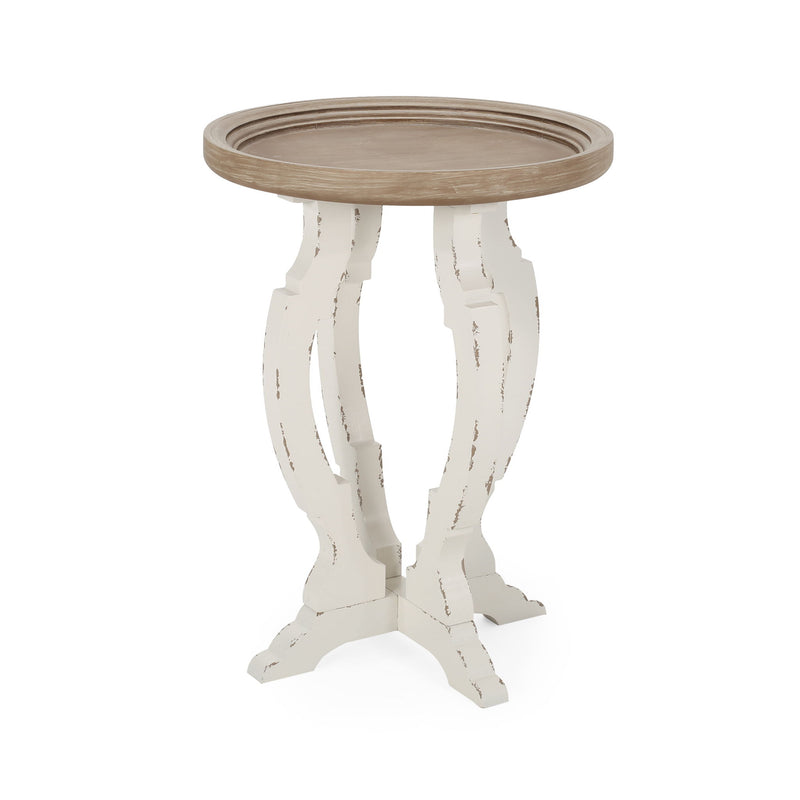 French Country Style Accent Table With Hourglass Design