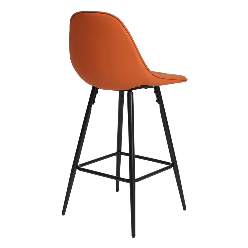Modern Metal Counter Height Bar Stools With Back And Footrest (Set of 2)