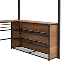 Loft Bed & 3 Layers Of Shelves And L-Shaped Desk