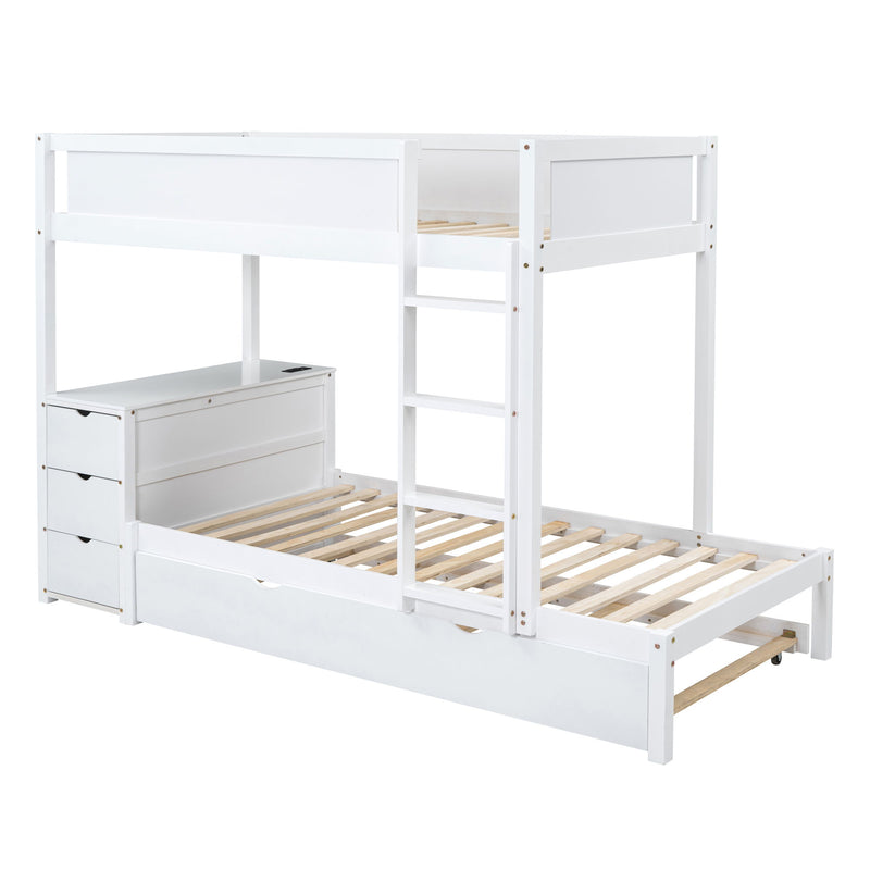 Bunk Bed With Twin Size Trundle, Storage And Desk