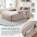 Chenille Interior Lazy Sofa Chaise Longue Armchair With 3 Pillows And Armrests