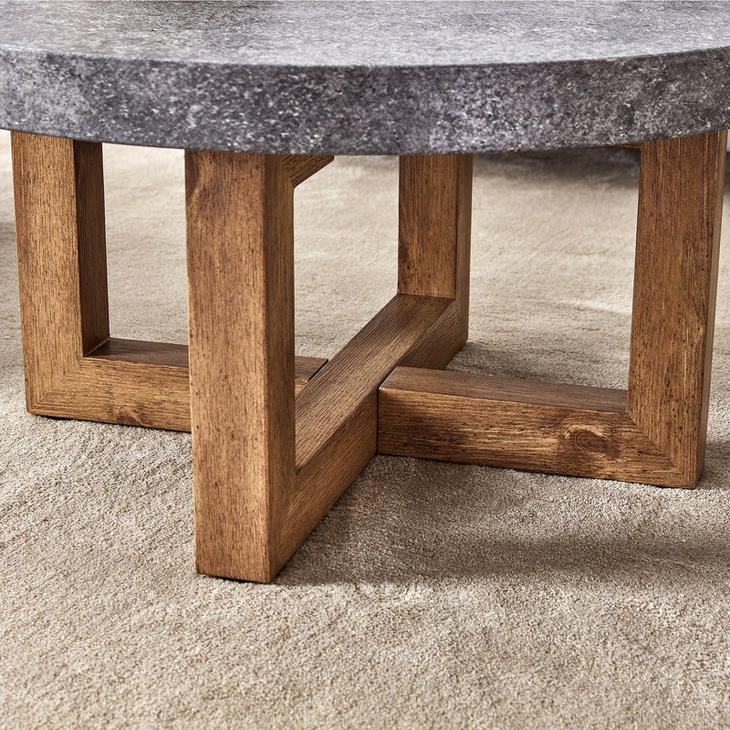 Modern Retro Texture Round Coffee Table With Crossed Legs - Gray