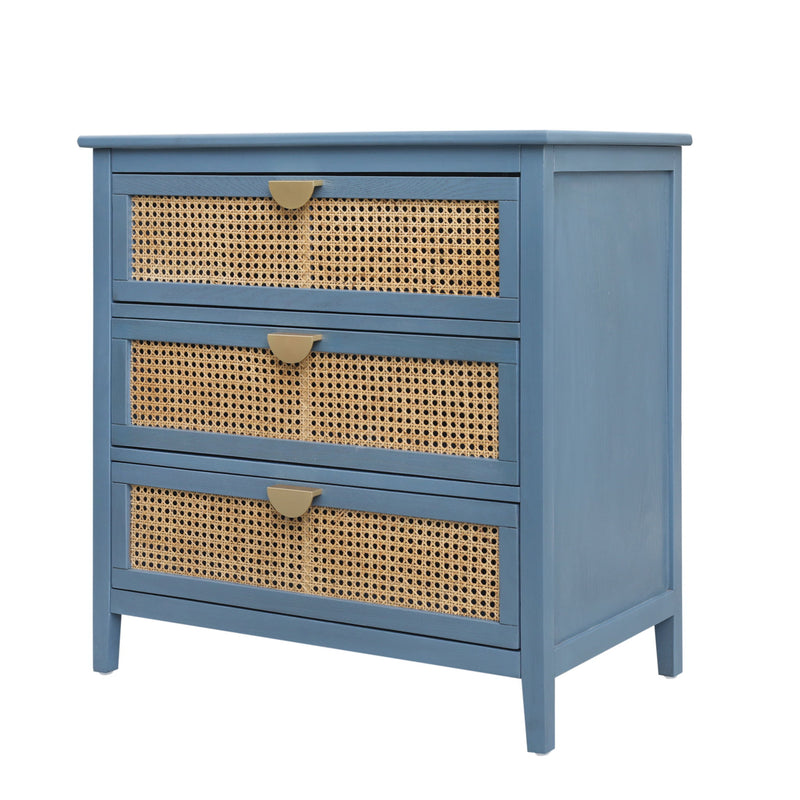 3 Drawer Cabinet, Natural Rattan, American Furniture