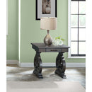 Stone - Chairside Table With PU Base - Dark Walnut