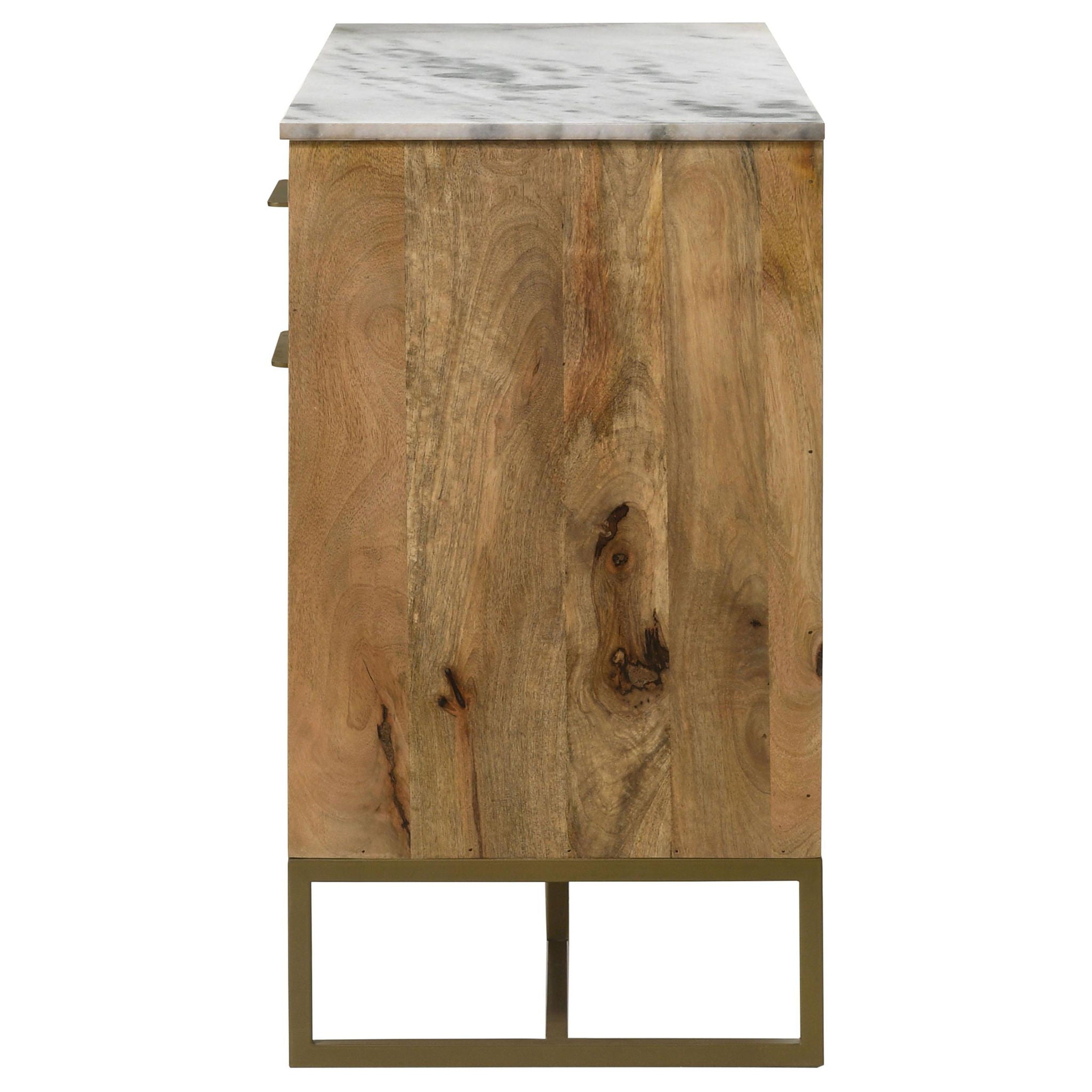 Keaton 3-door Marble Top Herringbone Accent Cabinet Natural - Atlantic Fine Furniture Melbourne FL