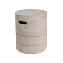 Modern Concrete Side Table With Travertine, Indoor / Outdoor Use - Beige