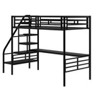 Metal Loft Bed Frame with Desk, No Box Spring Needed,Twin ,Black