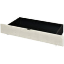 Queen Size  Velvet Storage Platform Bed, with 2 Big Drawers, Twin XL Size Trundle and LED Light, Beige