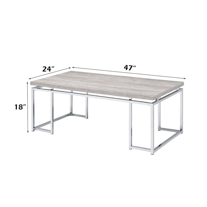 Chafik - Coffee Table - Natural Oak & Chrome - Atlantic Fine Furniture Inc
