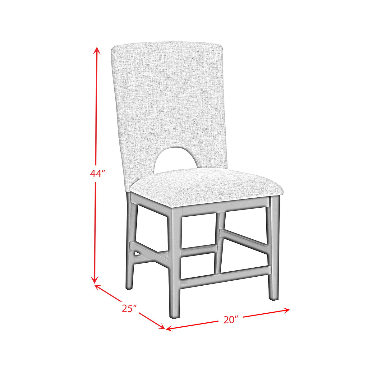 Oregon Fabric Counter Side Chair (Set of 2) in Gray / Black by Elements International, view 6