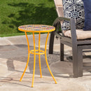 Outdoor Side Table With Tile Mosaic Table Top - Yellow