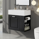Modern Wall Mounted Bathroom Vanity With Sink, Soft Close Drawer, Adjustable Shelf, Toilet Paper Holder