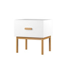 Nightstand With Drawer, Minimalist Bedside Table With Handle For Bedroom - White