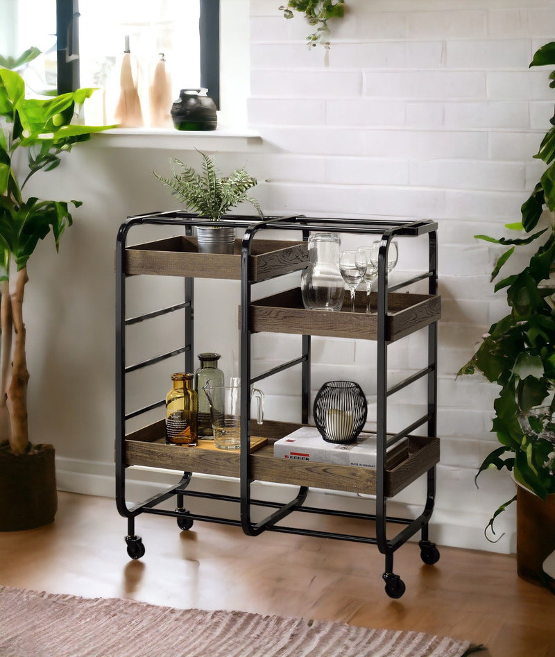 Vorrik - Serving Cart - Black / Walnut