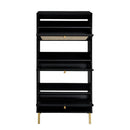 Modern Rattan 3 Door Shoe Rack Cabinet For Entryway