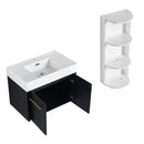 Modern Wall Mounted Bathroom Vanity With Thick Edge Resin Sink And Storage Rack