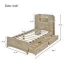 Twin Size Storage Platform Bed Frame with with Two Drawers and Light Strip Design in Headboard,Natural