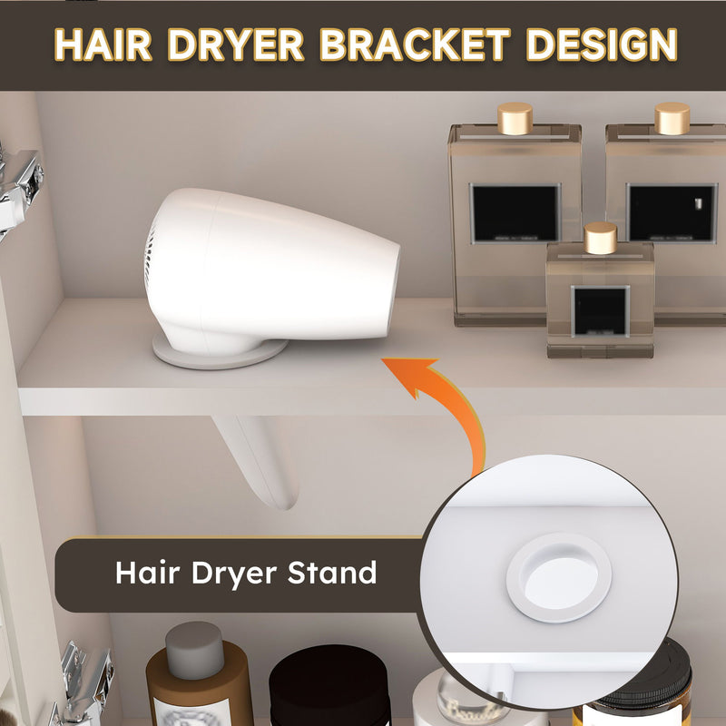 Aluminium Medicine Cabinet Mirror With 3 Colors LED Light And Defogging Function - White