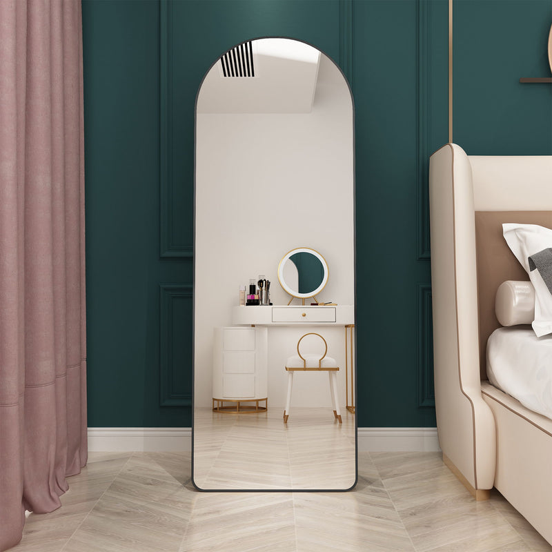 Modern Aluminum Alloy Metal Frame Arched Floor Mirror