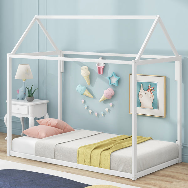 Metal House Shape Platform Bed, twin