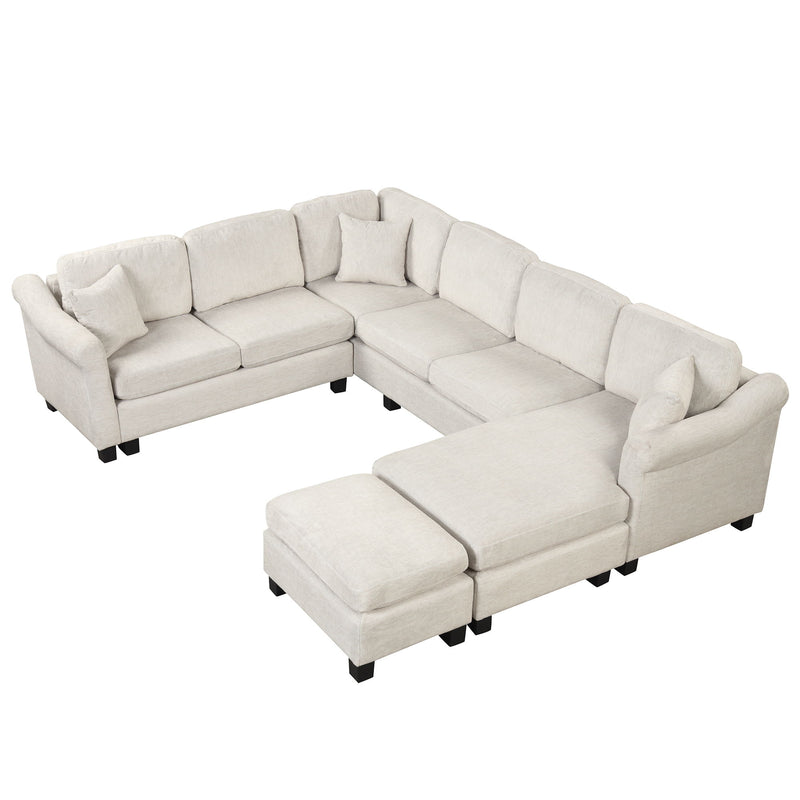 4 Pieces Sectional Sofa With Ottoman With Right Side Chaise