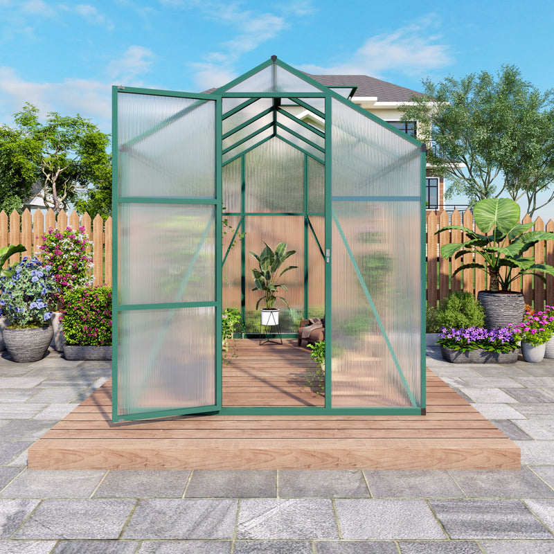 Polycarbonate Walk-In Greenhouse, Raised Base For Outdoor In All Season