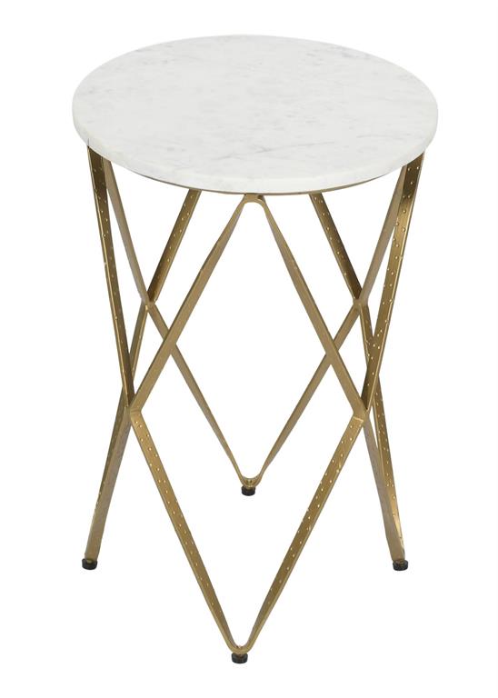 Audrey White Marble Accent End Table