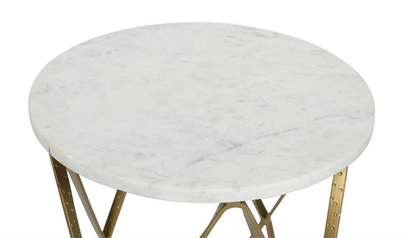 Audrey White Marble Accent End Table
