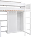 Loft Bed With Built In Desk, Storage Shelves, And Wardrobe