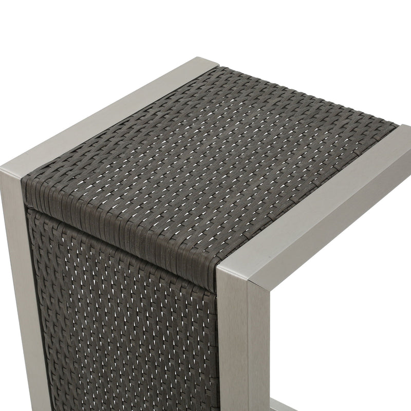 Cape - Coral Wicker C Shaped Table Modern DesignRattan And Aluminum Frame - Brown