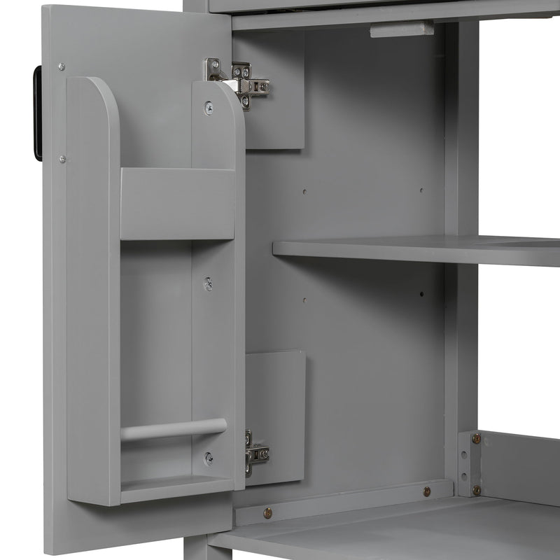 Bathroom Vanity With Ceramic Sink, Soft Close Doors, Flip Drawer, Double Layer Door Shelves