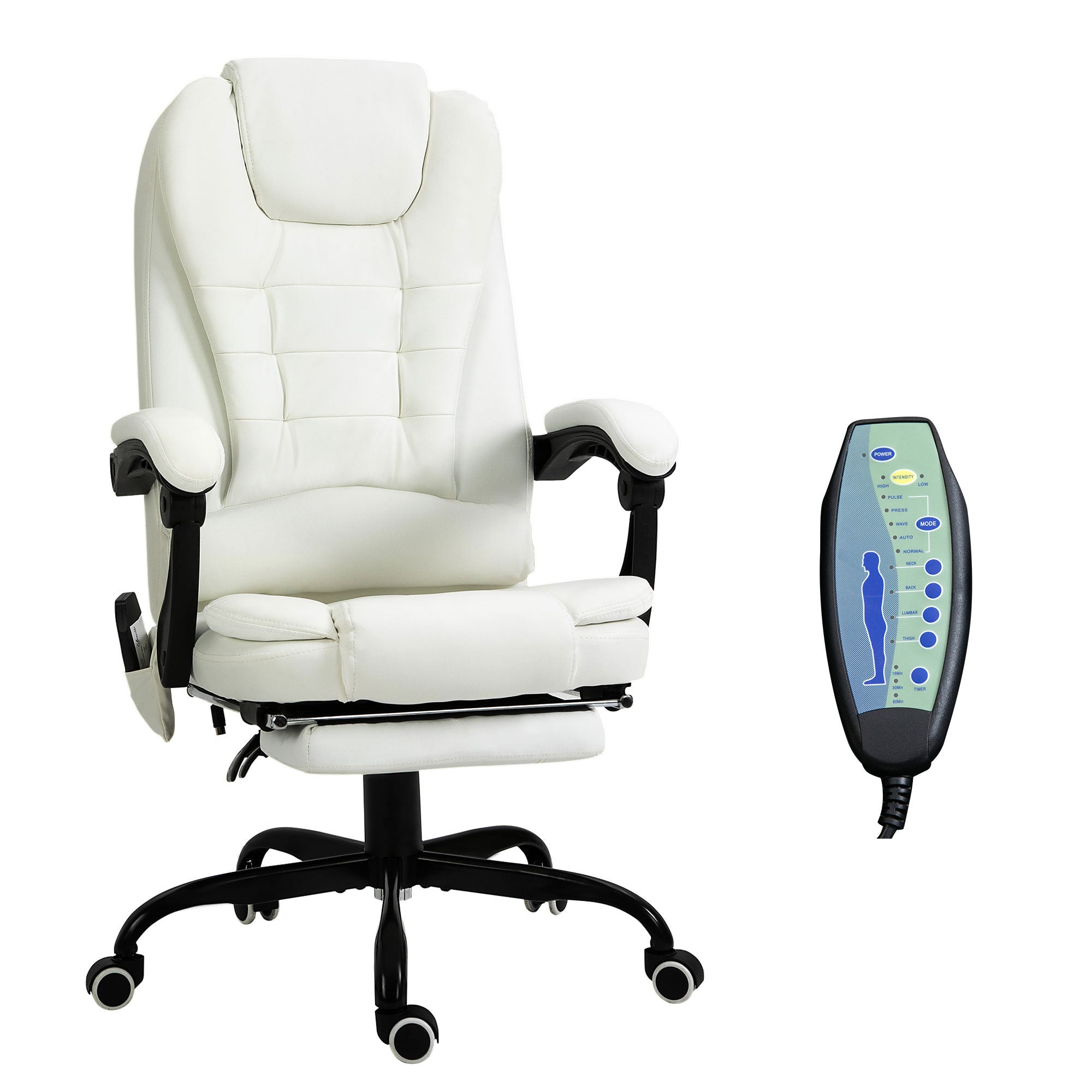 Vinsetto 7-Point Vibrating Massage Office Chair, High Back, White