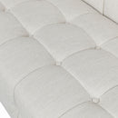 Contemporary 3 Seater Sofa With Button Tufted Waffle Stitching - Beige