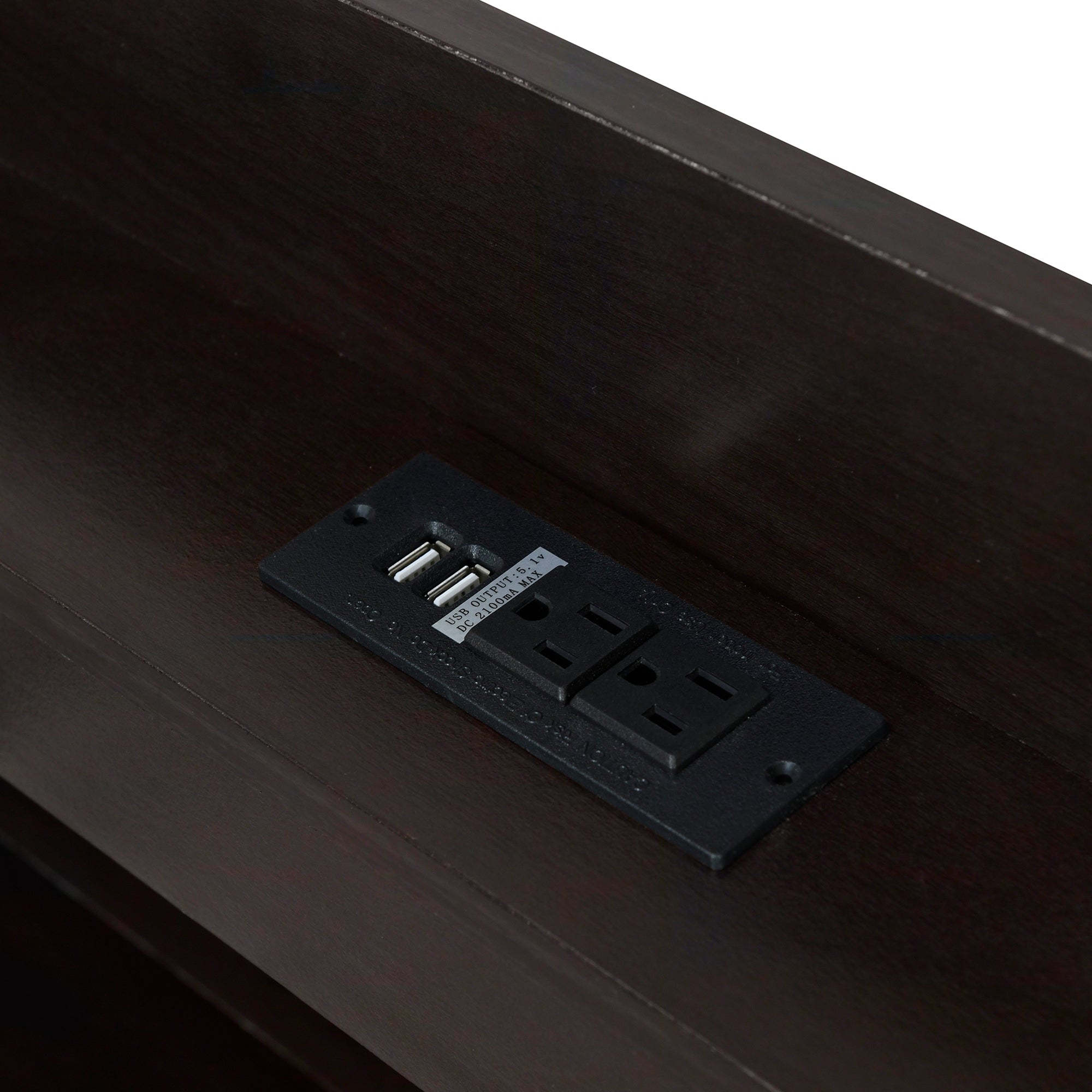 Full XL Size Platform Bed with Storage LED Headboard, Charging Station, Twin Size Trundle and 2 Drawers, Dark Brown - Atlantic Fine Furniture Melbourne FL