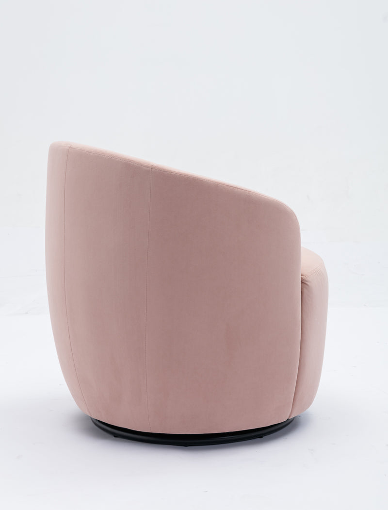 Velvet Fabric Swivel Accent Armchair Barrel Chair With Powder Coating Metal Ring