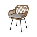 Outdoor Rattan Accent Chair With Metal Legs