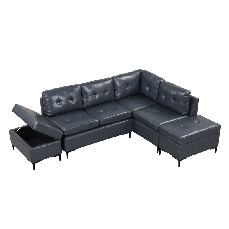 L-Shaped Corner Sofa Sectional Sofa Couch With Movable Storage Ottomans For Living Room