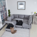 Oversized Modular Sectional Sofa, Chenille U-Shaped Couch with Chaise/Ottoman, 7 Seater Living Room Furniture Sets