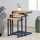 Kacha - Modern Industrial Firwood Nesting Tables (Set of 3) With Iron Frame - Antique Brown / Black