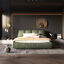 Luxury Upholstered Platform Bed With Oversized Padded Backrest And Solid Wood Frame