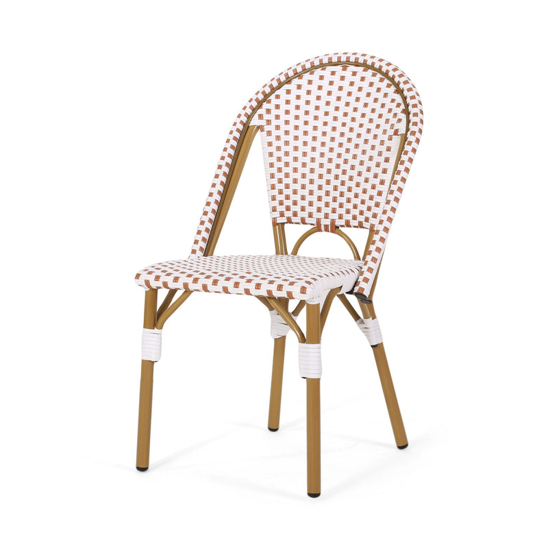 Outdoor Rattan And Aluminum French Bistro Chairs Set